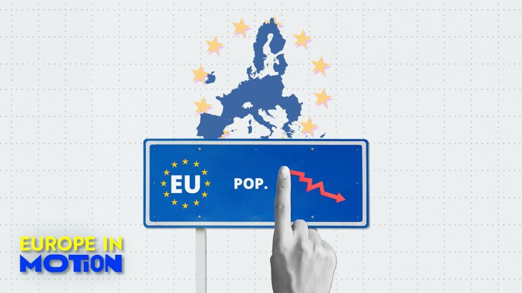 How will the EU population fluctuate with and without migration? 