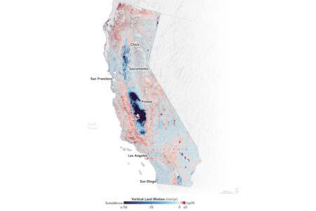 California Map Shows Where Land Is Sinking Fastest