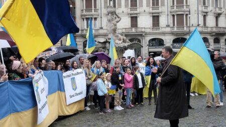 Trump’s halt of Ukraine military support sparks protests in Italy