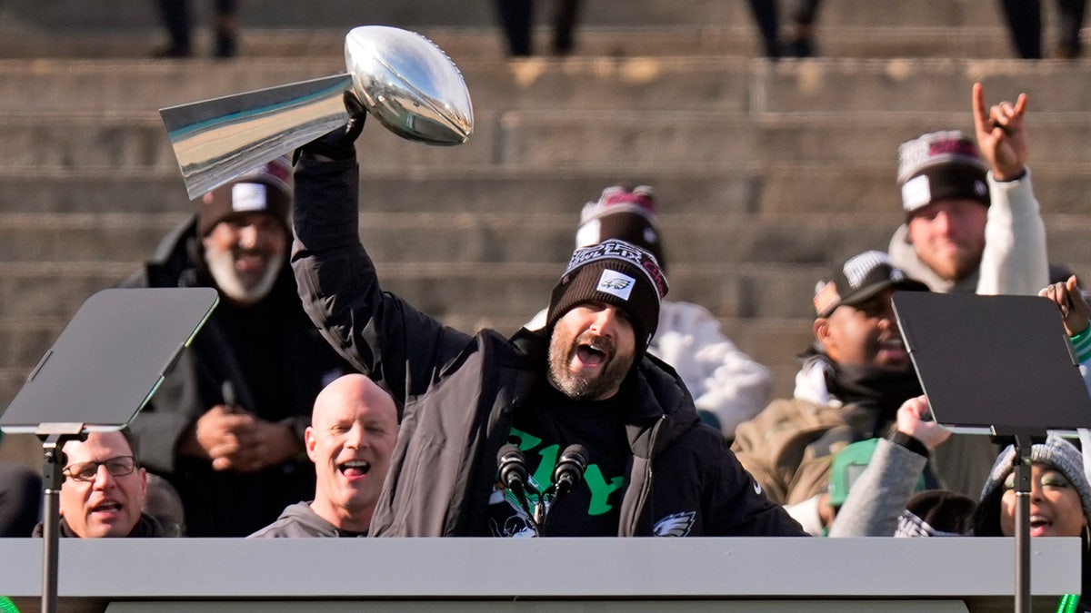 Nick Sirianni with Super Bowl trophy