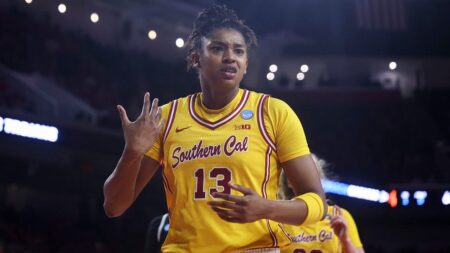 USC’s Rayah Marshall gets held back in heated moment after March Madness win