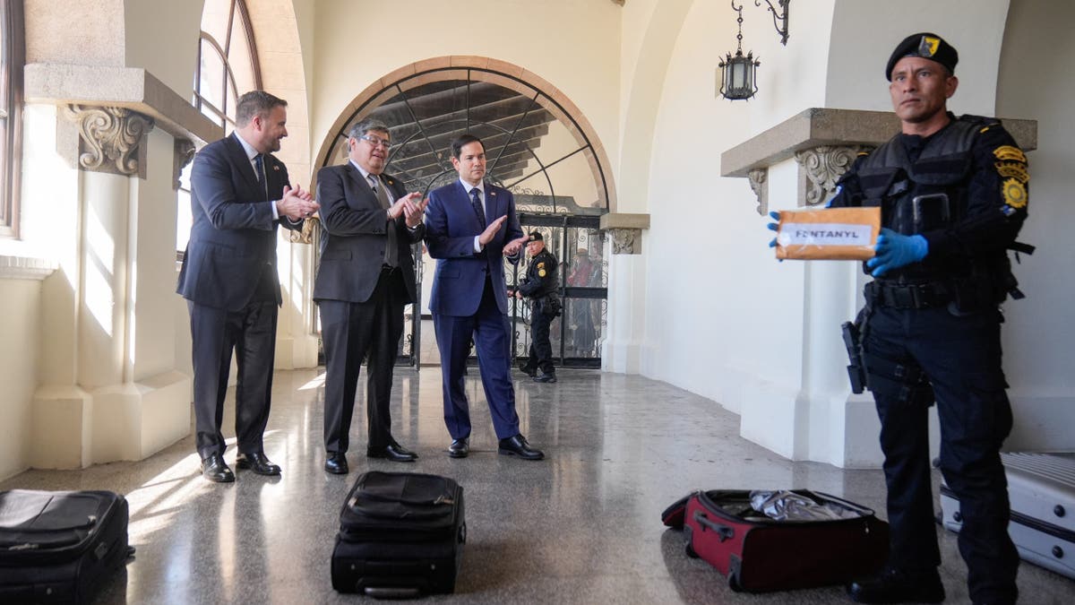 Rubio with his Guatemalan counterparts watching a simulated drug bust 