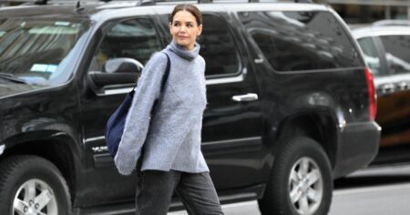 Katie Holmes’ Cozy Spring Sweater is Out of Stock — Luckily, This  Lookalike Is Available