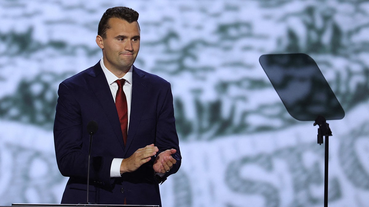 Charlie Kirk speaks during Day 1 of the Republican National Convention (RNC), at the Fiserv Forum in Milwaukee, Wisconsin, on July 15, 2024. Reuters/Mike Segar