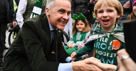 Carney marches in Montreal’s St. Patrick’s Day parade celebration