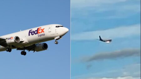 FedEx plane catches fire midair before making emergency landing