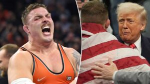 Oklahoma State’s Wyatt Hendrickson talks Trump’s appearance at NCAA Wrestling Championships