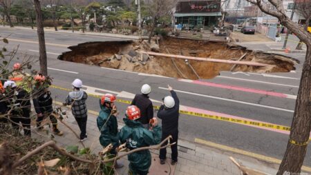 Motorcyclist found dead in Seoul after plunging into giant sinkhole