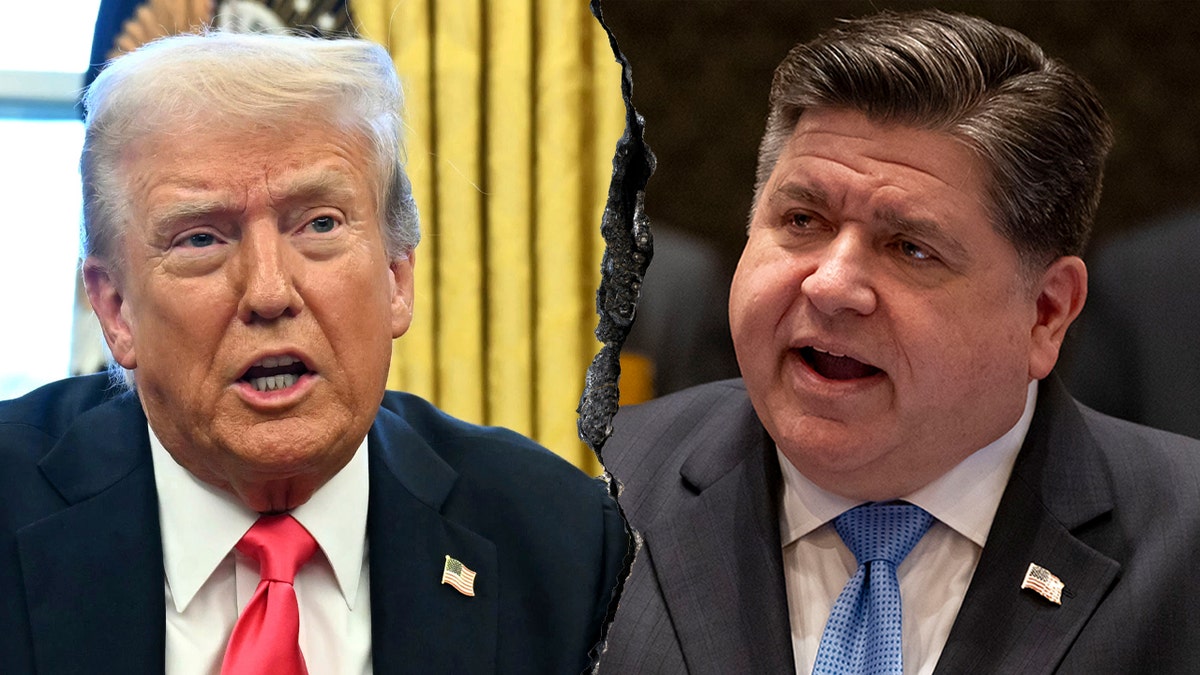 President Trump, Gov. Pritzker in left-right photo split