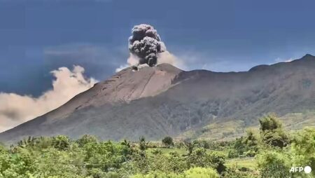 Volcano in Philippines spews ash over a mile into the sky