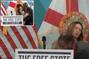 Florida surgeon general leaps onto stage and saves the day as state senator faints at presser in scary scene: video