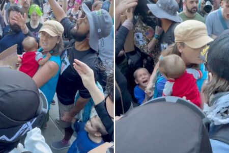 Woke mob accosts mother holding baby at Christian group rally outside Seattle City Hall