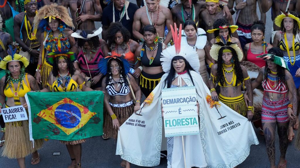 Indigenous Brazilians protest EU-Mercosur deal in European Parliament