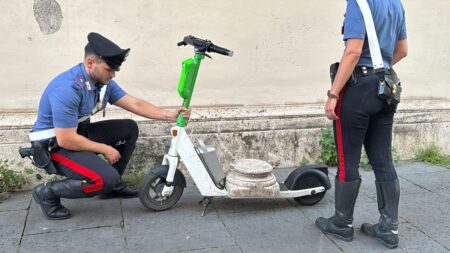 Rome police catch man carrying ancient marble slab on electric scooter