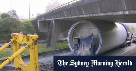 Highway expected to fully reopen today after wind turbine became stuck under bridge