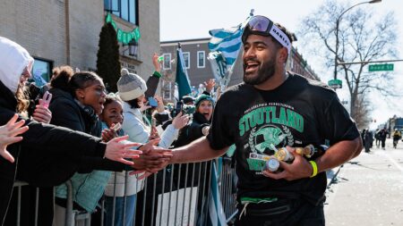 Jordan Mailata, other Eagles stars downplay tush push as NFL vote on team’s signature play looms