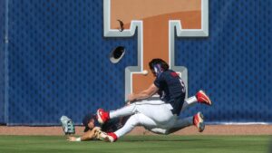 Two Ole Miss outfielders collide in scary moment during SEC baseball tournament