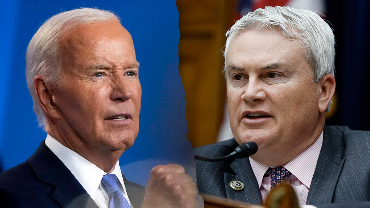 Former President Joe Biden, left, and House Oversight Committee Chairman James Comer, right.