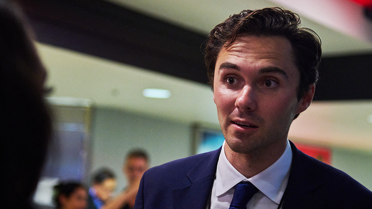 David Hogg wearing a suit