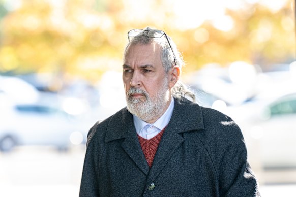 Mushroom expert Tom May arrives at court on Wednesday.