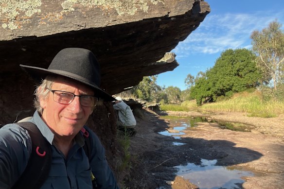 Professor John Long in the Mansfield fossil area.