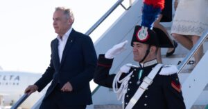 Carney lands in Rome to attend Pope’s inaugural mass
