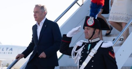 Carney lands in Rome to attend Pope’s inaugural mass