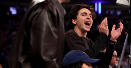 Timothee Chalamet and Kylie Jenner Cheer on New York Knicks at Playoff Game