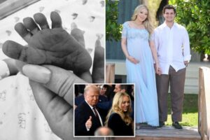 Trump makes clear he can’t wait to meet his new grandson — daughter Tiffany’s first child — as he departs Middle East