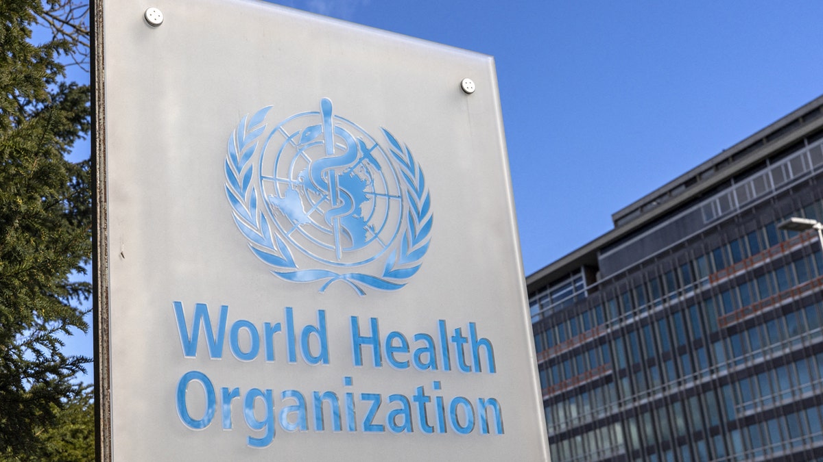 WHO sign ouside Geneva HQ