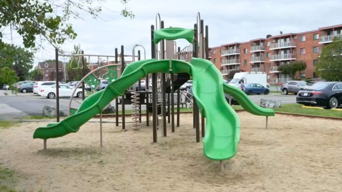 A children's play area near where a convicted child rapist was arrested