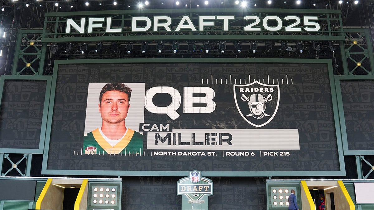 NFL Draft screen shows quarterback Cam Miller