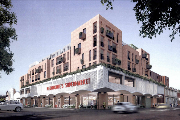A rendering of the plans to redevelop Piedimonte's Supermarket, off St Georges Road, dated 2019.