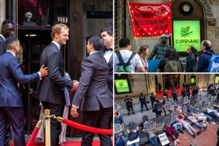 Daniel Penny attends Manhattan Institute fundraiser — where swarm of protesters staged a ‘die-in’