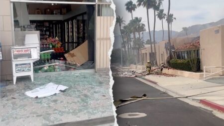 Explosion rocks Palm Springs, damaging buildings and sending debris into the street