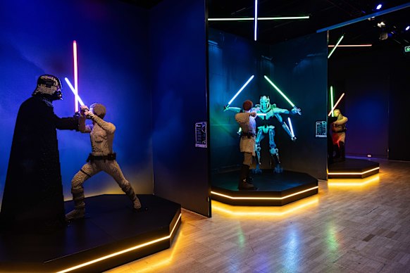 Life-sized Star Wars figures made of Lego at Melbourne Museum.