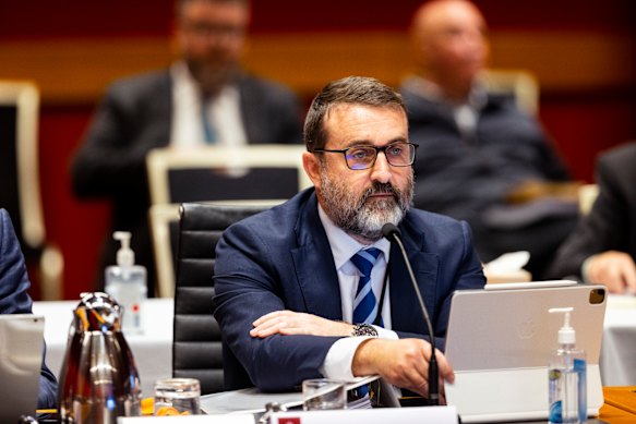 Former School Infrastructure NSW chief executive Anthony Manning during a parliamentary inquiry in 2022.