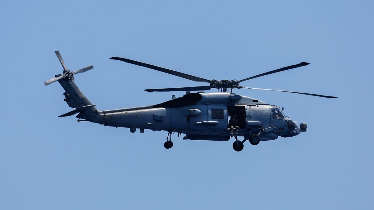 A United States military helicopter manoeuvres during a multilateral maritime exercise as part of the annual Balikatan exercise, in West Philippine Sea, Philippine, on April 26, 2025
