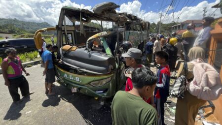 At least 12 dead in Indonesia bus crash after brakes apparently failed: Police