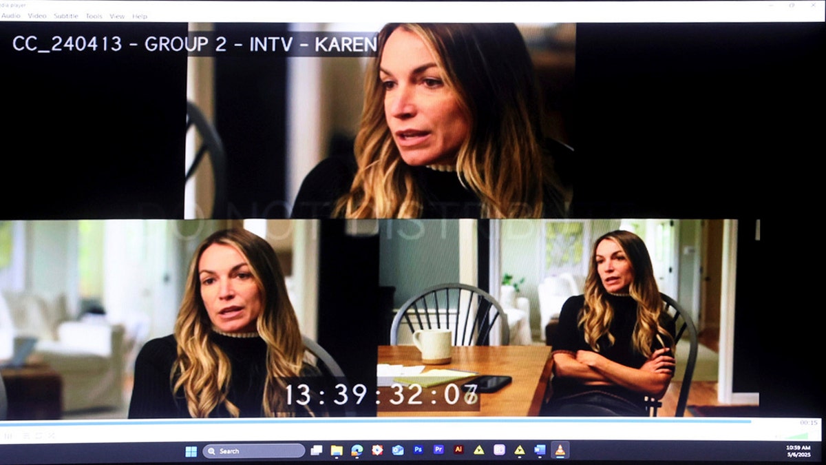 A split image showing several angles of Karen Read speaking in a televised interview
