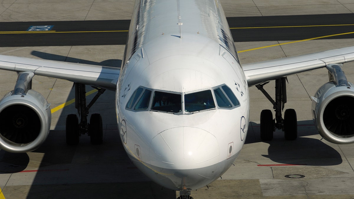 birds eye view of windshield of the Lufthansa Airbus A321-100