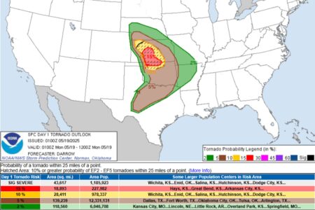 Tornado Forecast Map Shows Six States Under Threat