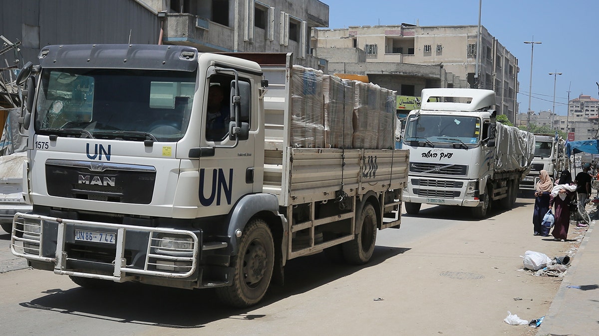 Aid trucks in Gaza