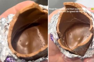 Disgusting surprise lurking inside chocolate Easter bunny sends woman into meltdown