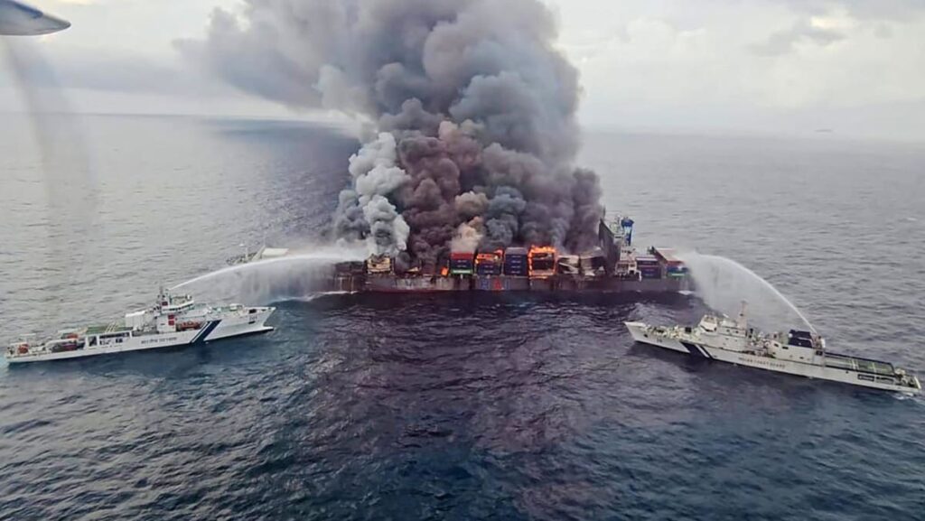 India battles fire on Singapore-registered container ship with ‘hazardous’ cargo