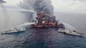 India battles fire on Singapore-registered container ship with ‘hazardous’ cargo