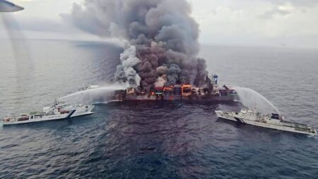 India battles fire on Singapore-registered container ship with ‘hazardous’ cargo