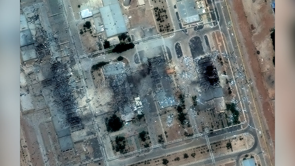 Aerial view of destroyed nuclear site in Iran