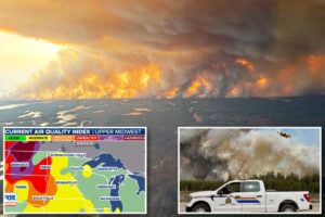 Canada wildfires cover eastern US in orange haze, raising air quality concerns