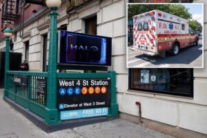 NYC subway stabbing victim rushed to hospital with blade protruding from neck